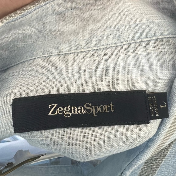 Blue Zegna button down. Mens L. - Picture 2 of 2